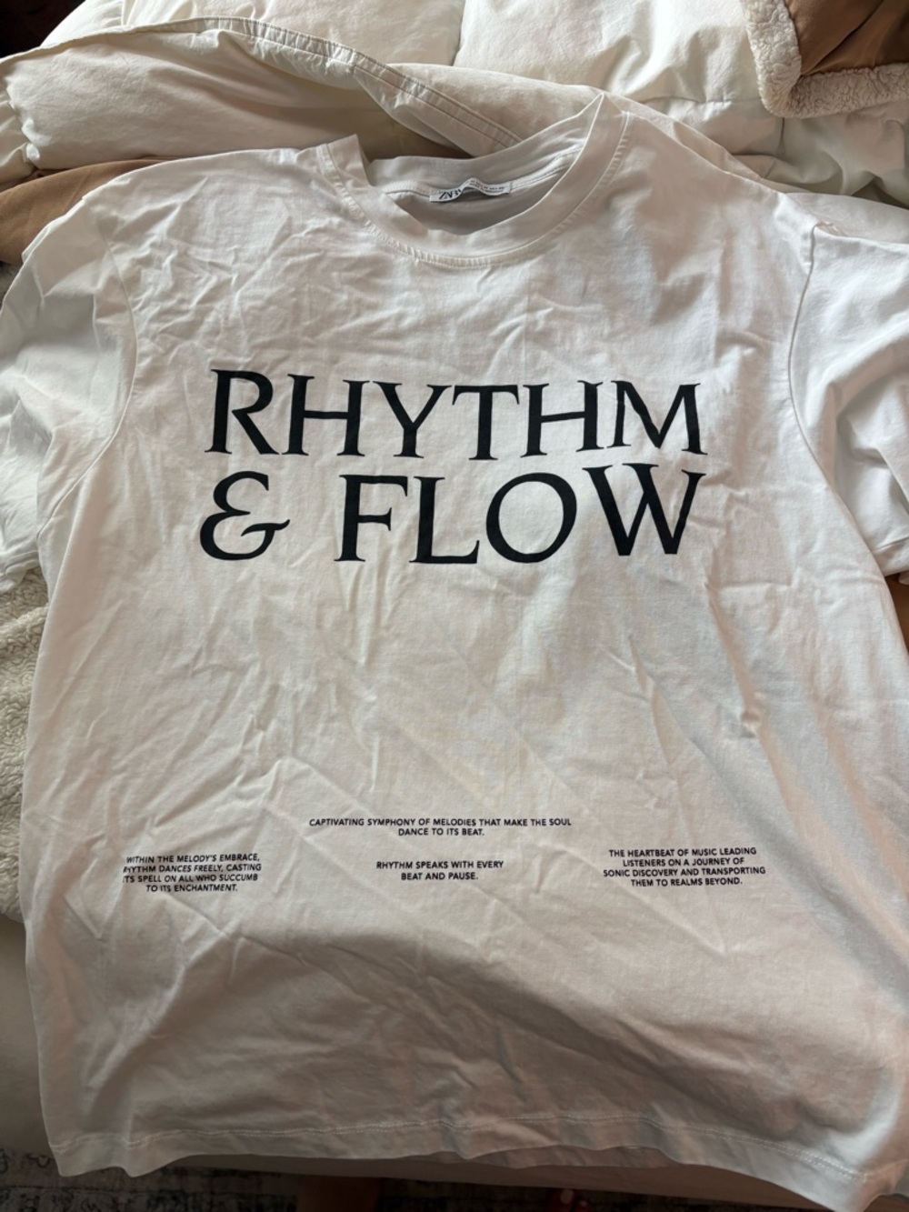 Zara Rhythm & Flow Graphic Tee - White with Black Print